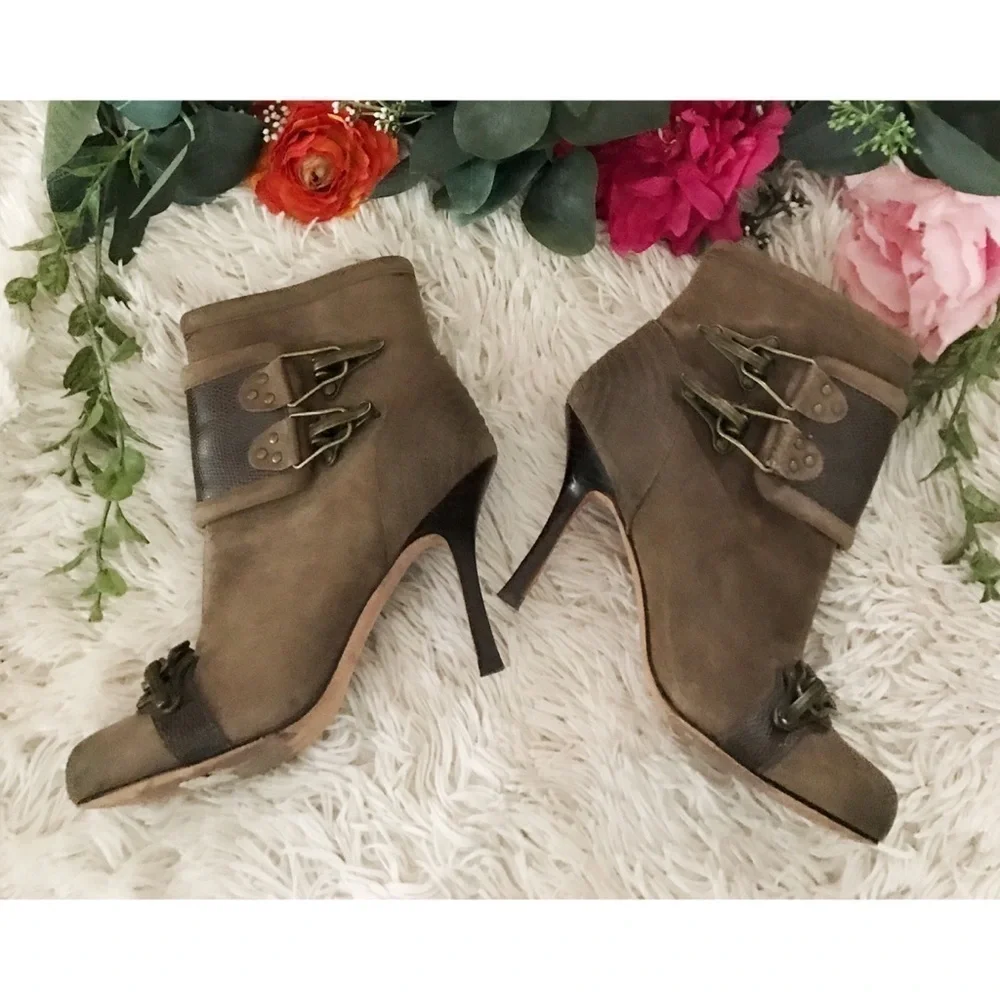 Plenty Tracy Reese Military Leather Buckle Booties​​​​​​